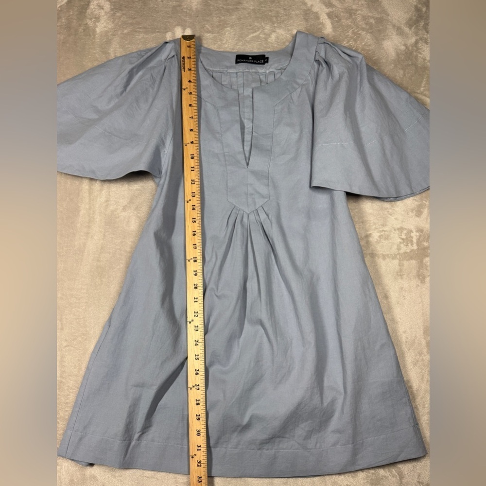 Pomander Place Finley Flutter Sleeve Cotton
Relaxed Pocket Mini Dress Blue XS - Picture 7 of 16
